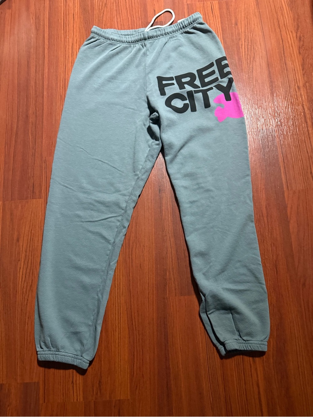 freecity grey Joggers with Black Logo and Pink Accent